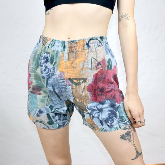 Vintage 80s 90s DUBIN Bermuda shorts short pants crazy pattern floral pattern colorful 38