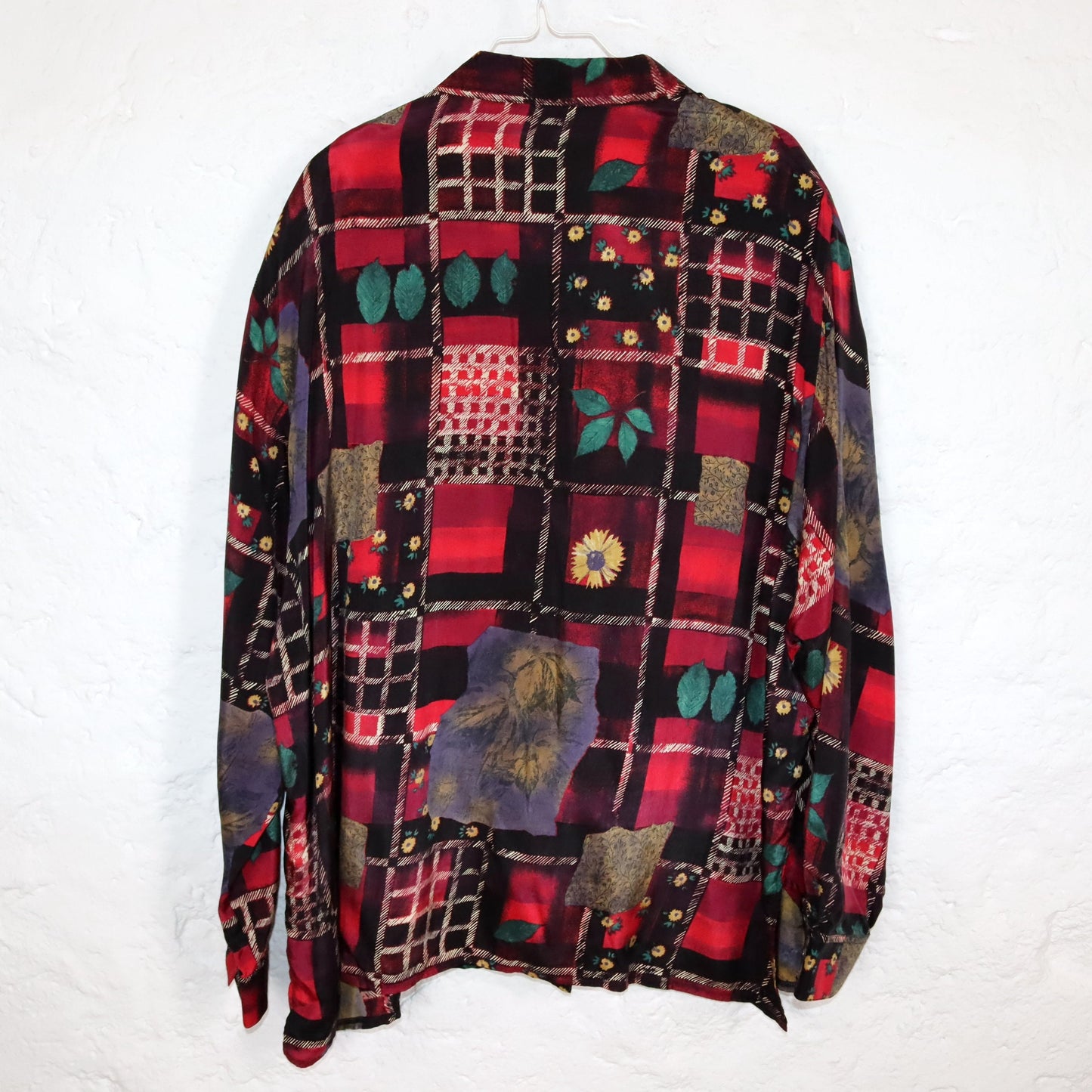 Vintage 80s 90s MARIETTE blouse long sleeve crazy pattern shoulder pads L