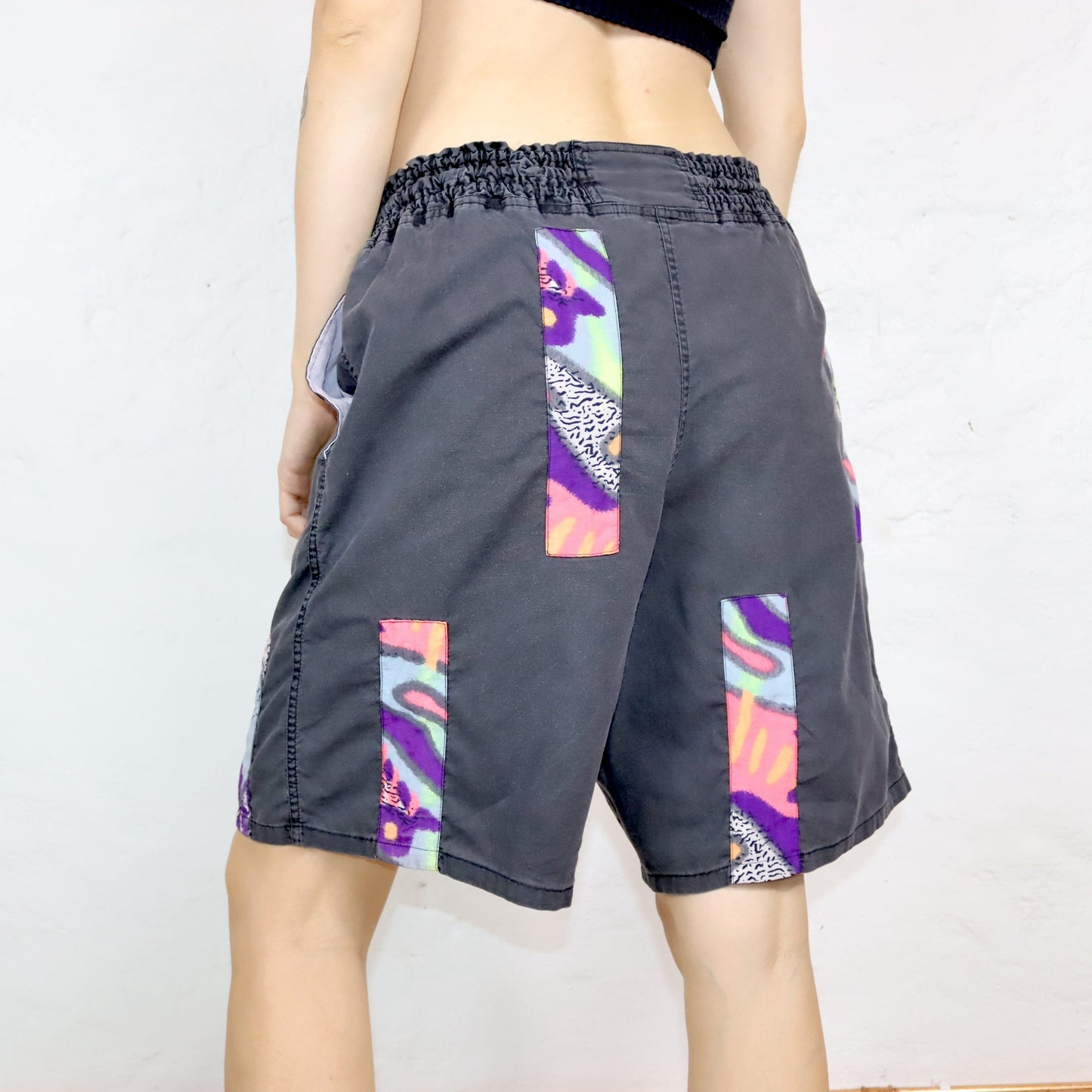 Vintage 80s 90s RODEO shorts black colorful crazy pattern 42