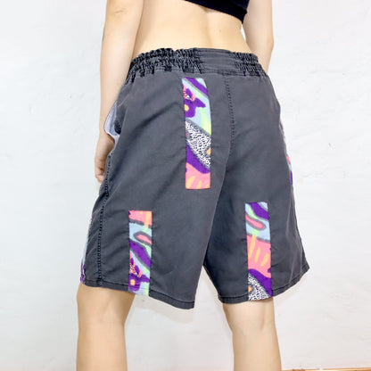 Vintage 80s 90s RODEO shorts black colorful crazy pattern 42