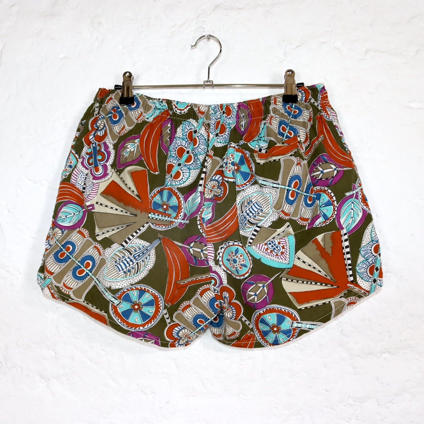 Vintage 80er 90er COTTON SAILORS Shorts kurze Hose crazy pattern bunt L