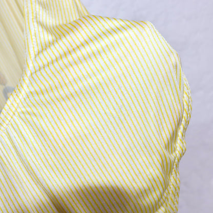 Vintage 80er 90er CHAMPION Body Einteiler gestreift weiß gelb Print M