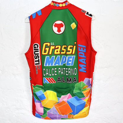 Vintage 80s 90s ELLEGI cycling vest cycling jersey sleeveless red colorful Italy M