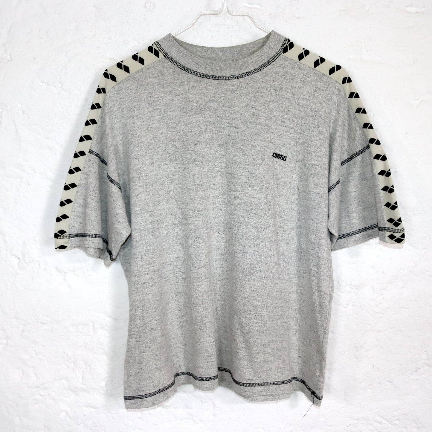 Vintage 80s 90s ARENA T-Shirt short sleeve grey mottled crop M