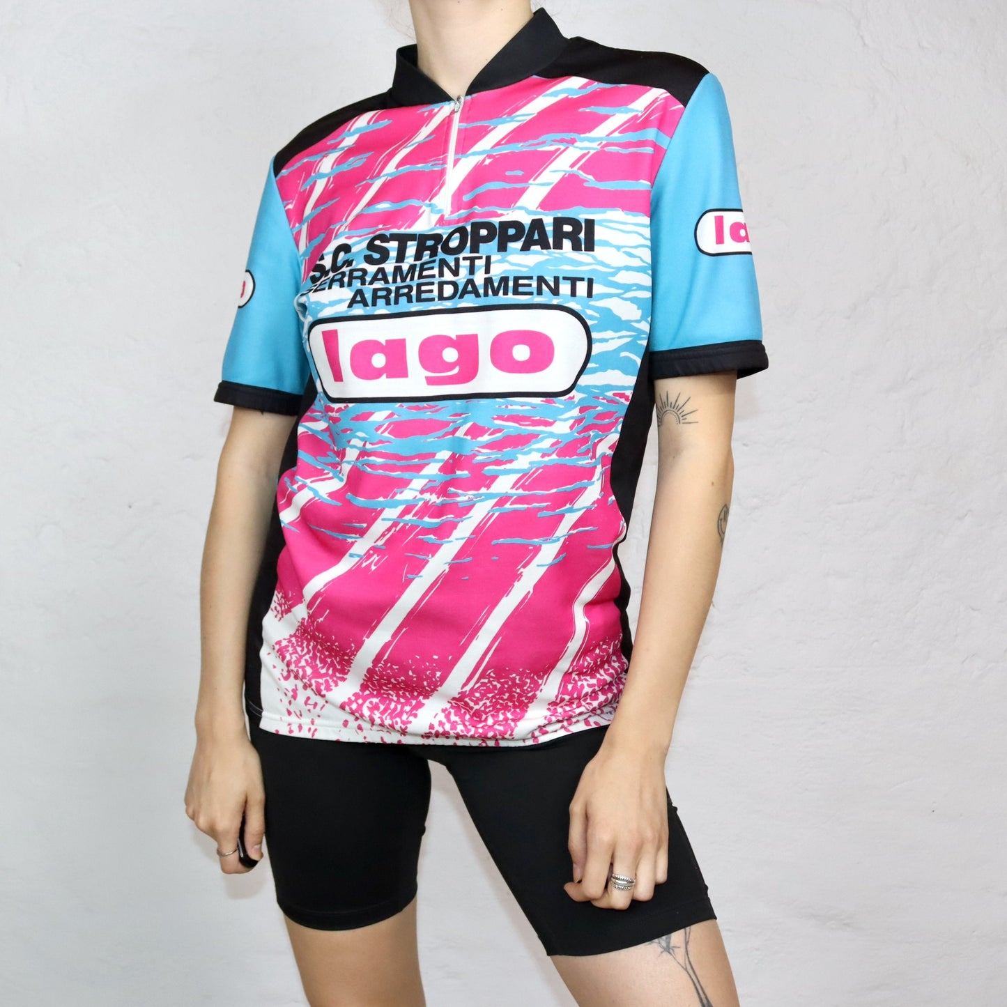 Vintage 80s 90s cycling jersey T-shirt short sleeve colorful XXL