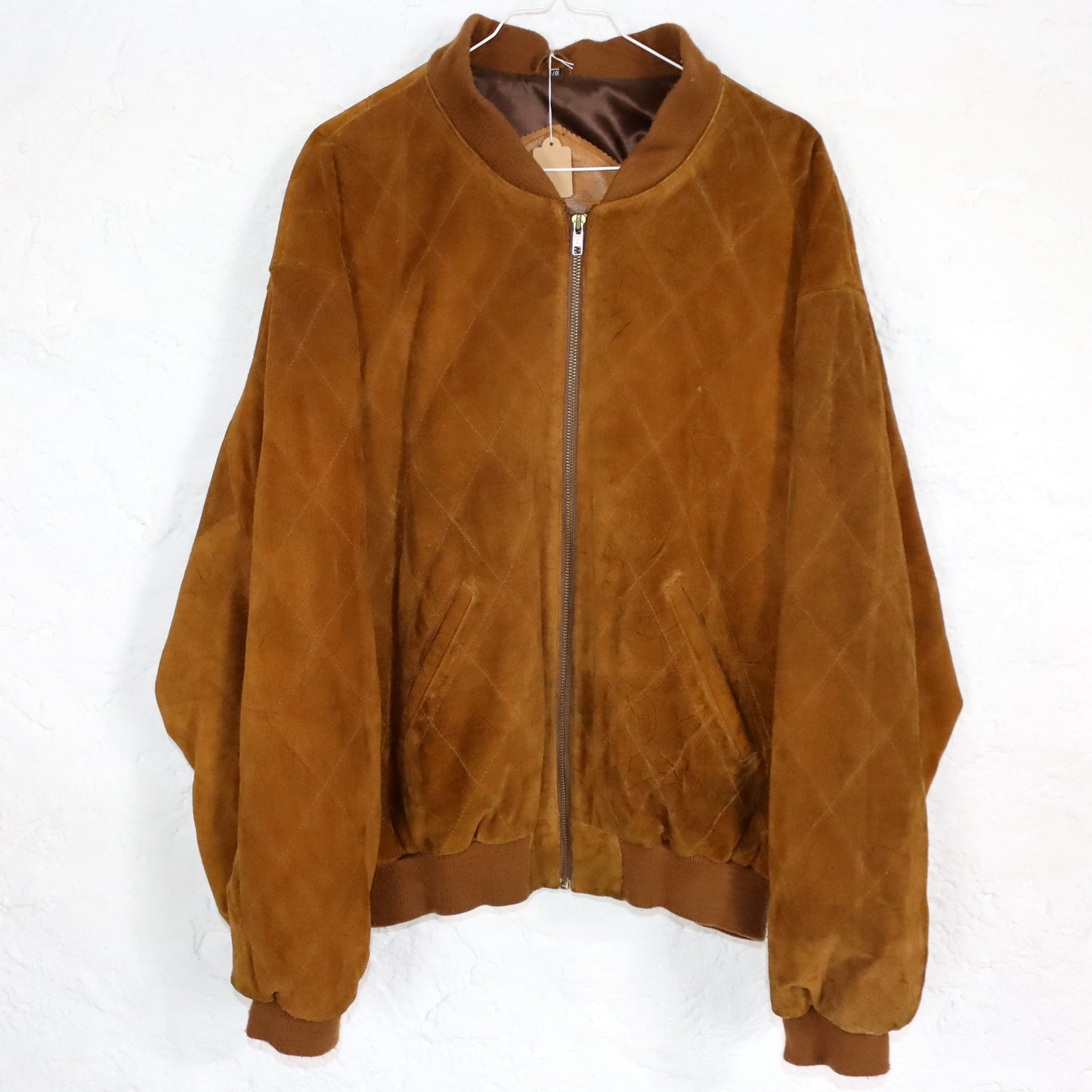 Vintage 80s 90s AMARILLO suede jacket bomber jacket brown leather 48 M