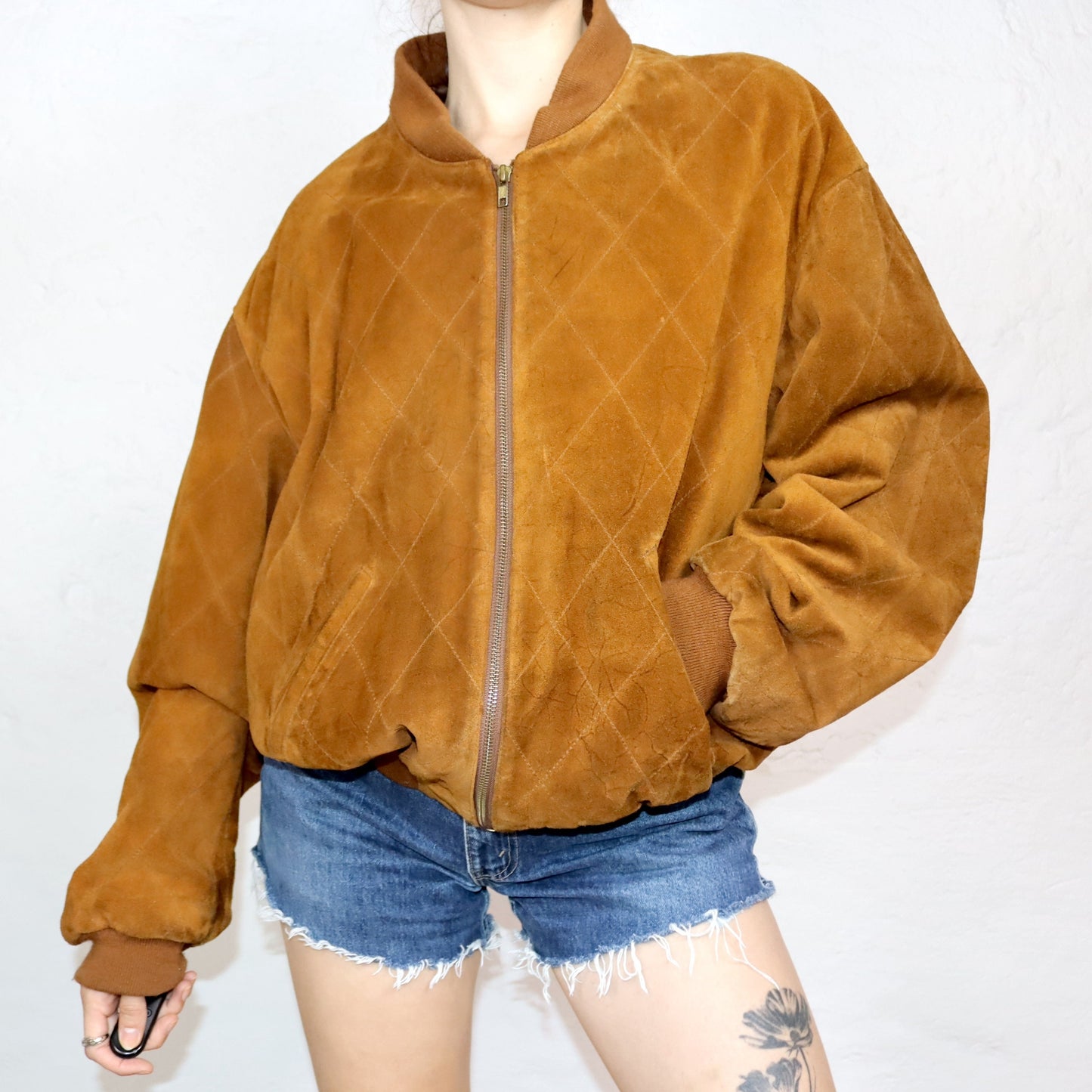 Vintage 80s 90s AMARILLO suede jacket bomber jacket brown leather 48 M