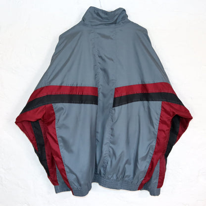 Vintage 80s 90s ASICS tracksuit jacket stand-up collar grey red 56 XL