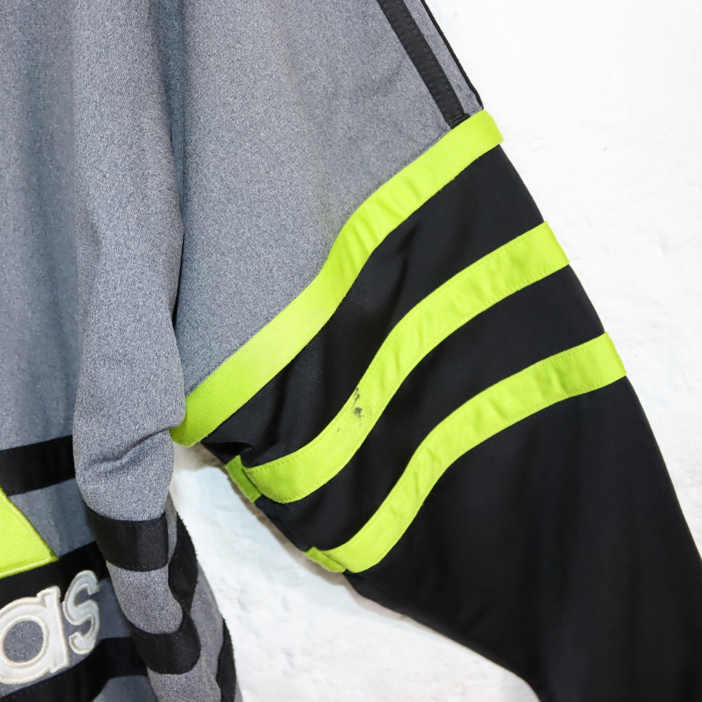 Vintage 80s 90s ADIDAS tracksuit jacket stand-up collar vest grey green D4 S