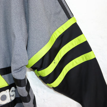 Vintage 80s 90s ADIDAS tracksuit jacket stand-up collar vest grey green D4 S
