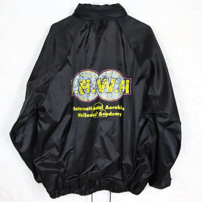 Vintage 80s 90s GUFFINI IAWA rain jacket windbreaker black print L