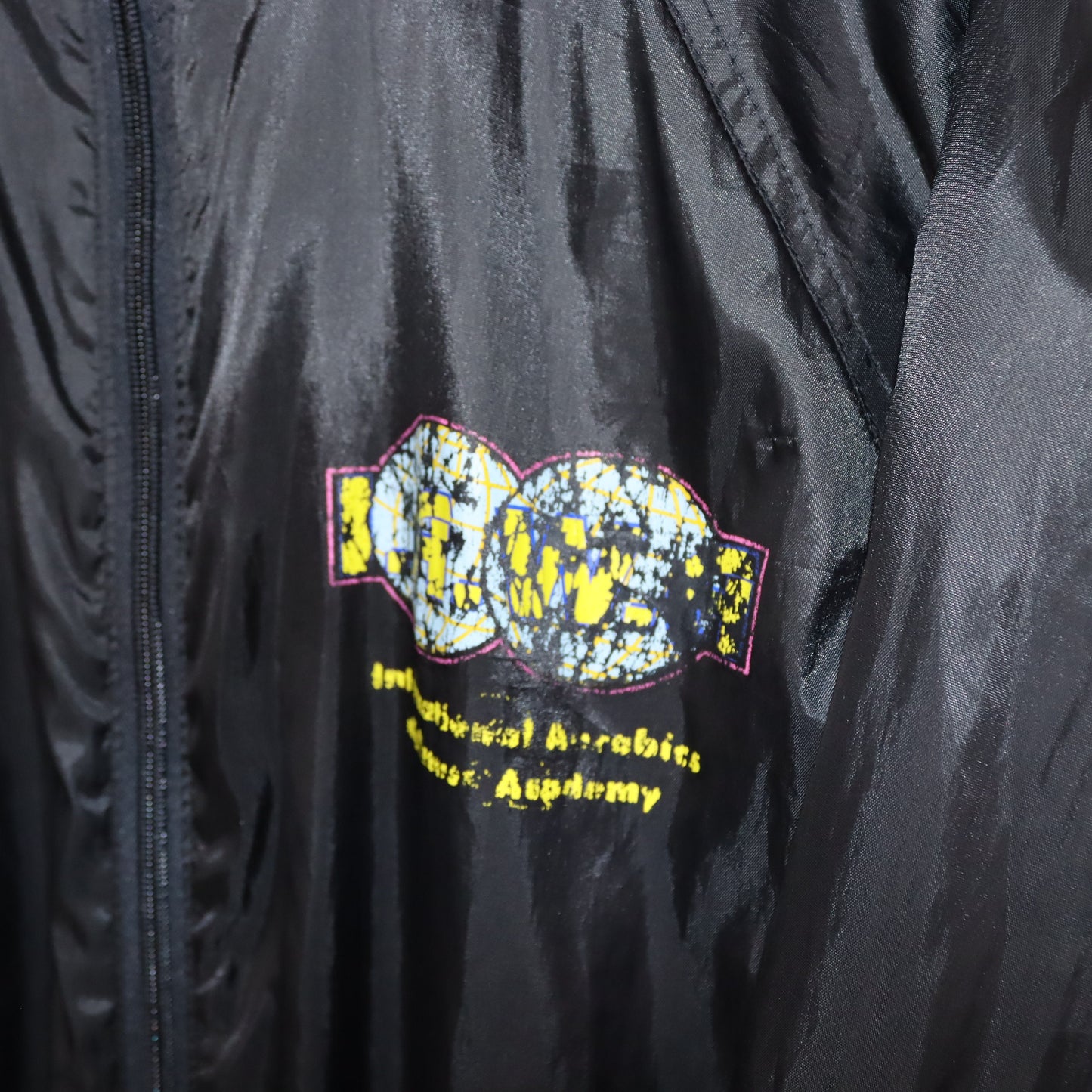 Vintage 80s 90s GUFFINI IAWA rain jacket windbreaker black print L