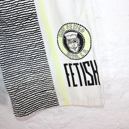 Vintage 80s 90s SURF FETISH shorts swim shorts crazy pattern white L