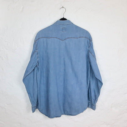 Vintage 80s 90s OXXY denim shirt long sleeve denim snap buttons XL