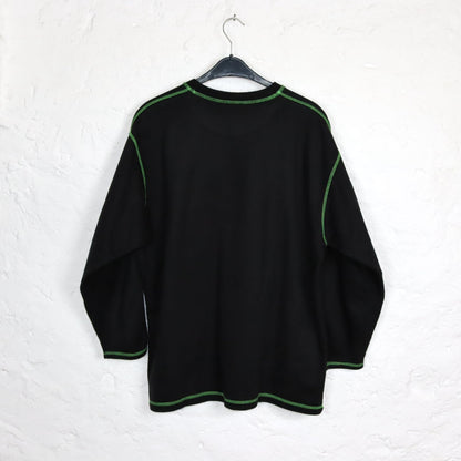 Vintage 80er 90er BAD DOG Sweatshirt Pullover schwarz neongrün XL