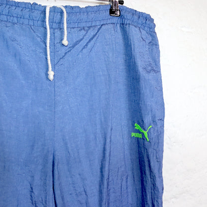 Vintage 80s 90s PUMA jogging pants training pants shiny blue colorful L