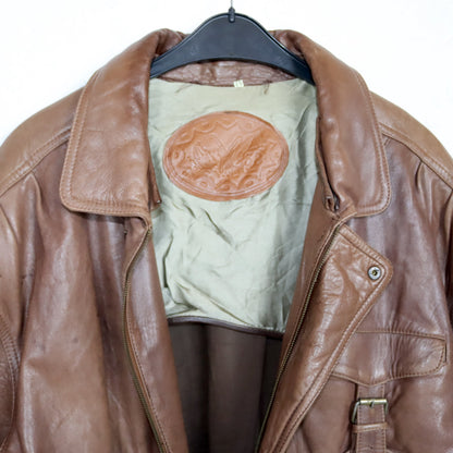 Vintage 80s 90s leather jacket jacket leather brown zipper L