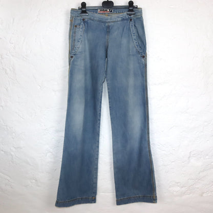 Vintage 90er 00er Y2k KILLAH Hüfthose Jeans low waist hellblau Deadstock W25