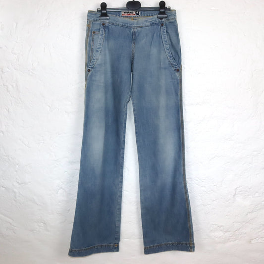 Vintage 90s 00s Y2k KILLAH hip pants jeans low waist light blue deadstock W25