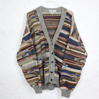 Vintage 80er 90er ARIANNA Cardigan Wolle gemustert Strick beige bunt XL