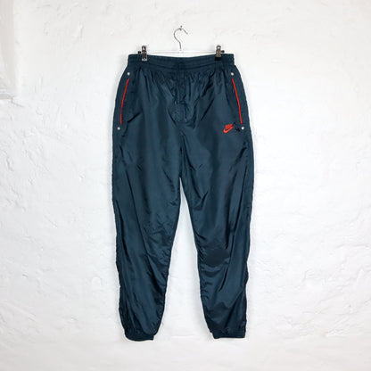 Vintage 80s 90s NIKE jogging pants training pants shiny dark blue red M