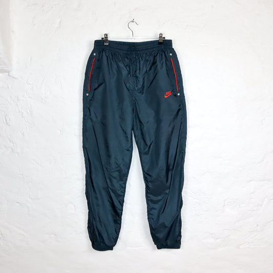 Vintage 80s 90s NIKE jogging pants training pants shiny dark blue red M