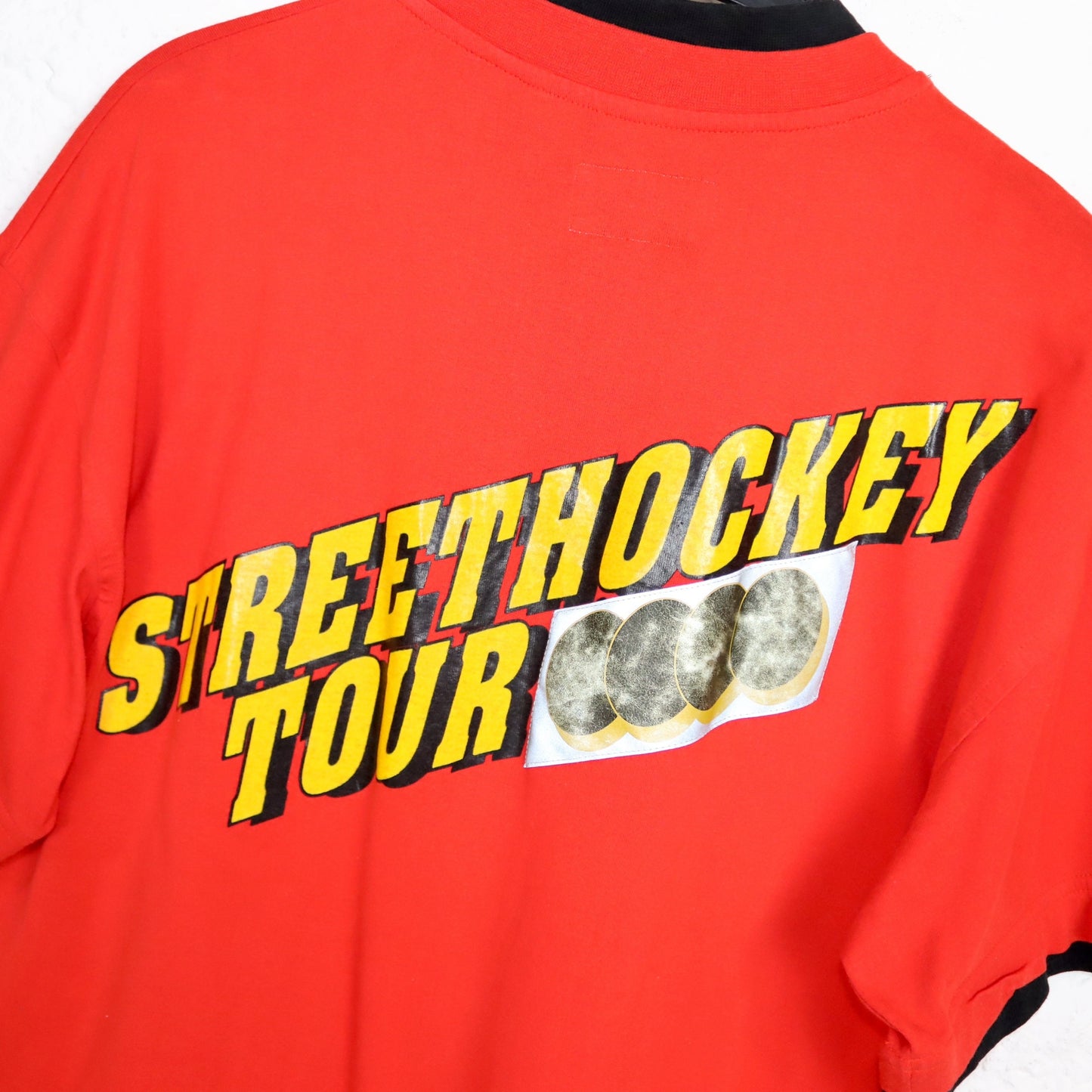 Vintage 80s 90s DARWINS T-Shirt short sleeve print Rollerblade Streethockey black red