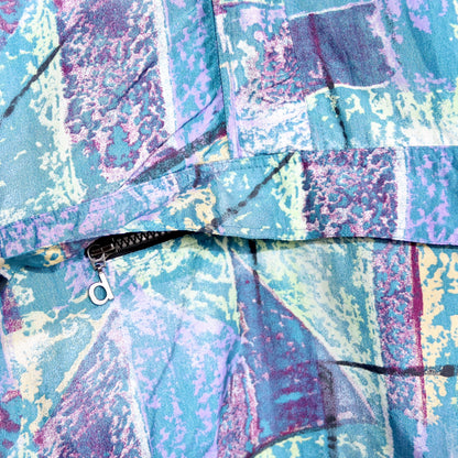 Vintage 80er 90er BENGER Regenjacke Windbreaker Überziehjacke crazy pattern türkis lila L