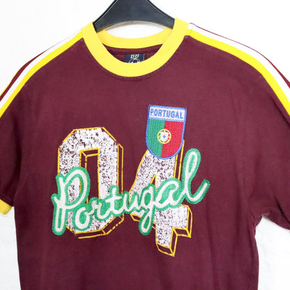 Vintage 80s 90s BB LONDON T-shirt short sleeve Portugal yellow dark red S/M