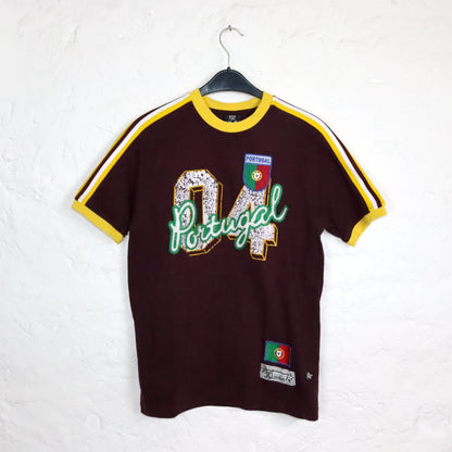 Vintage 80s 90s BB LONDON T-shirt short sleeve Portugal yellow dark red S/M