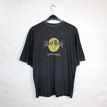Vintage 80s 90s HARD ROCK Cafe Sharm El Sheiki T-Shirt short sleeve print grey XL