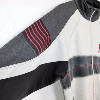 Vintage 80er 90er LOTTO Tennis Jacke Sweatshirt Stehkragen grau rot L