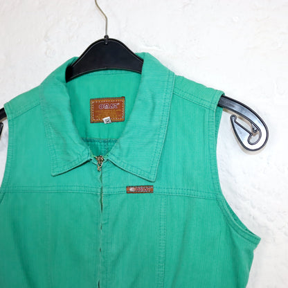 Vintage 80s 90s OMAT denim dress sleeveless with zipper green M
