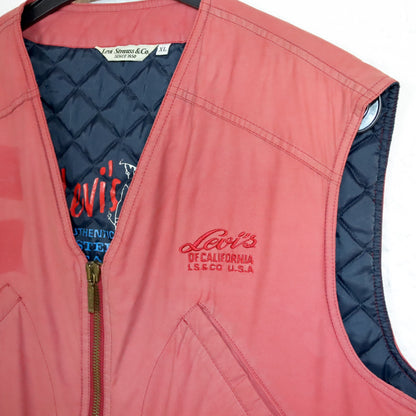 Vintage 80s 90s LEVIS cargo vest lined red XL
