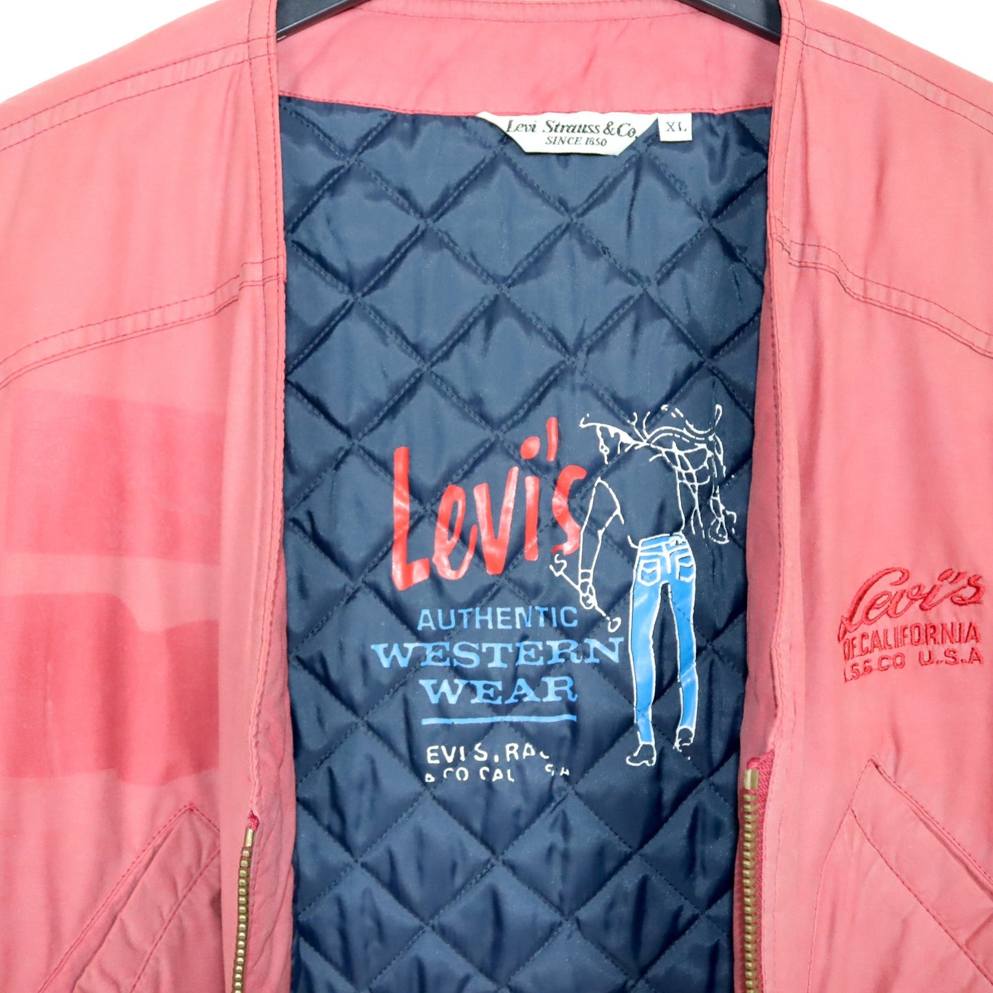 Vintage 80s 90s LEVIS cargo vest lined red XL