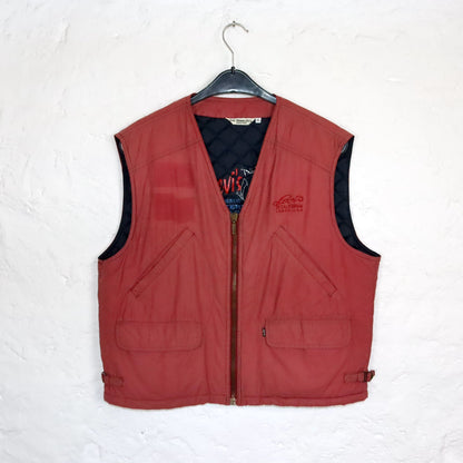 Vintage 80s 90s LEVIS cargo vest lined red XL