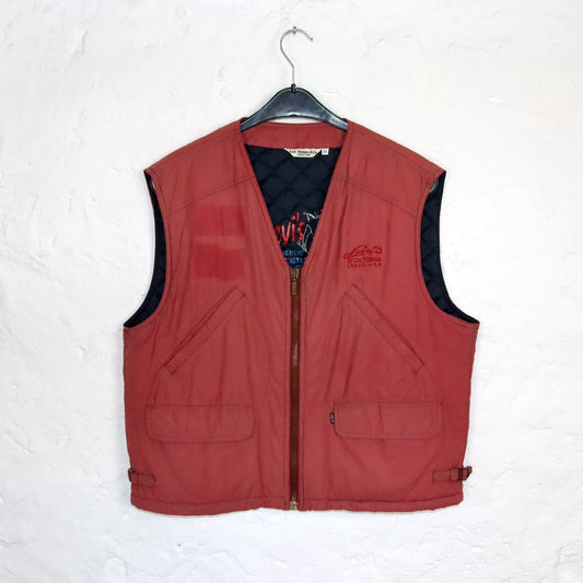 Vintage 80s 90s LEVIS cargo vest lined red XL