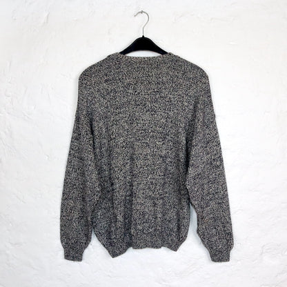 Vintage 80s 90s MASCHI knitted sweater crazy pattern pastel 52 XL