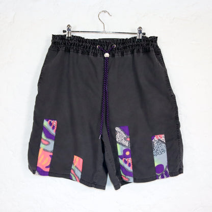 Vintage 80s 90s RODEO shorts black colorful crazy pattern 42