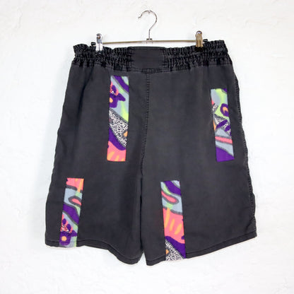 Vintage 80s 90s RODEO shorts black colorful crazy pattern 42
