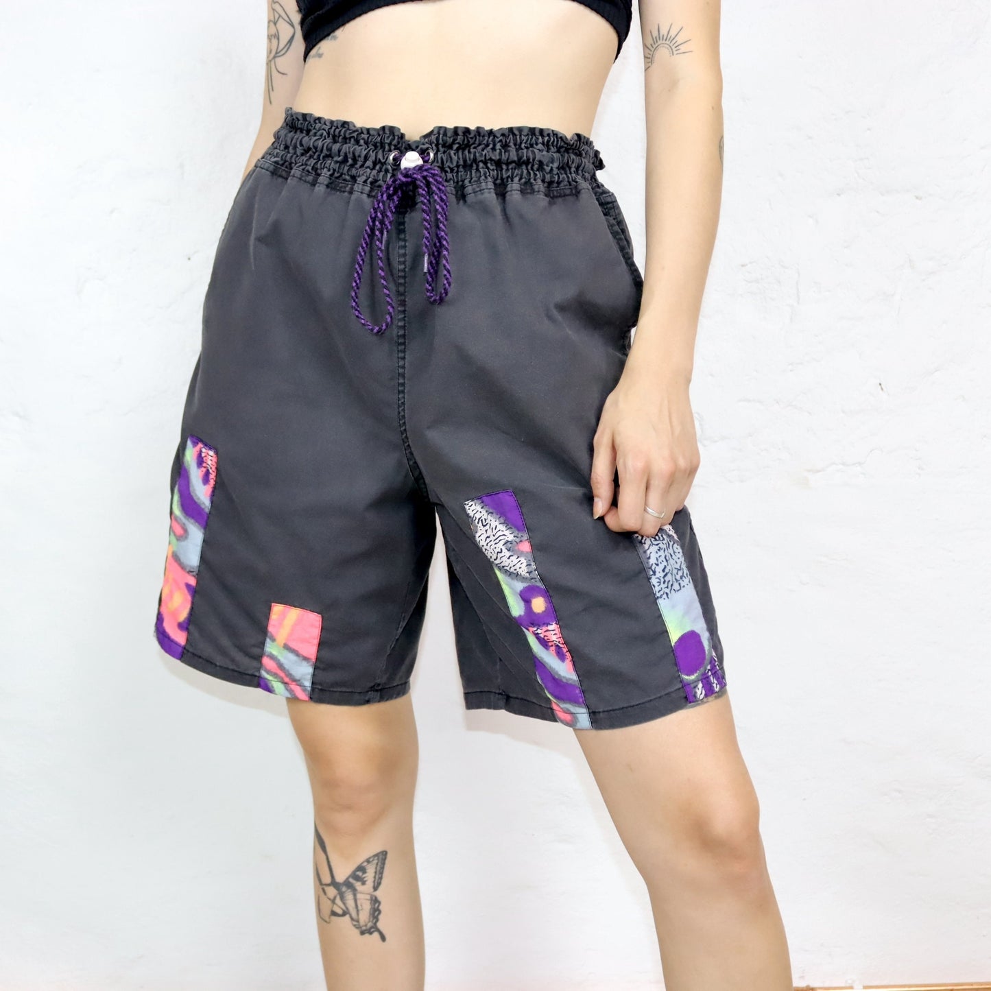 Vintage 80s 90s RODEO shorts black colorful crazy pattern 42
