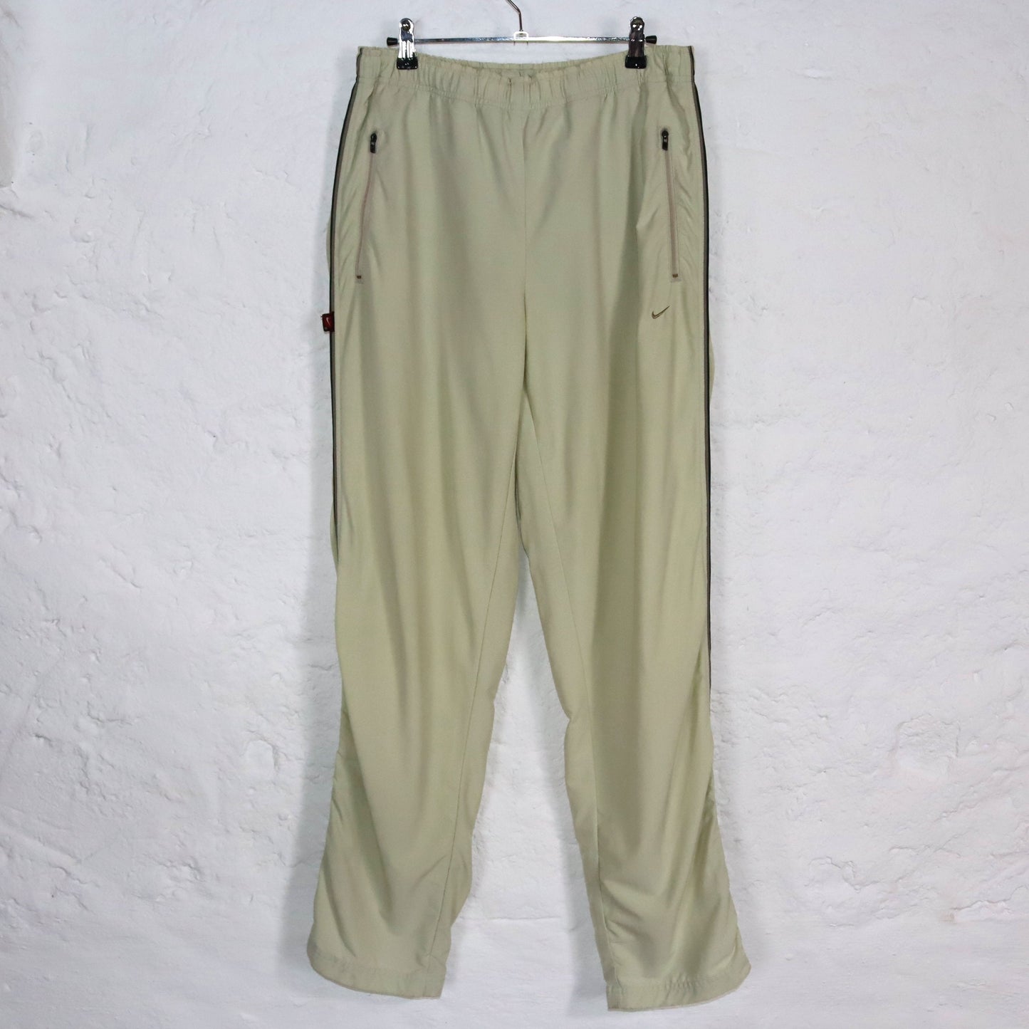 Vintage 90s 00s Y2k NIKE jogging pants tracksuit bottoms baggy Dri Fit beige M