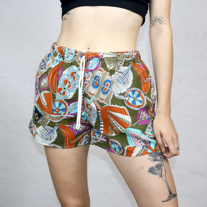 Vintage 80er 90er COTTON SAILORS Shorts kurze Hose crazy pattern bunt L