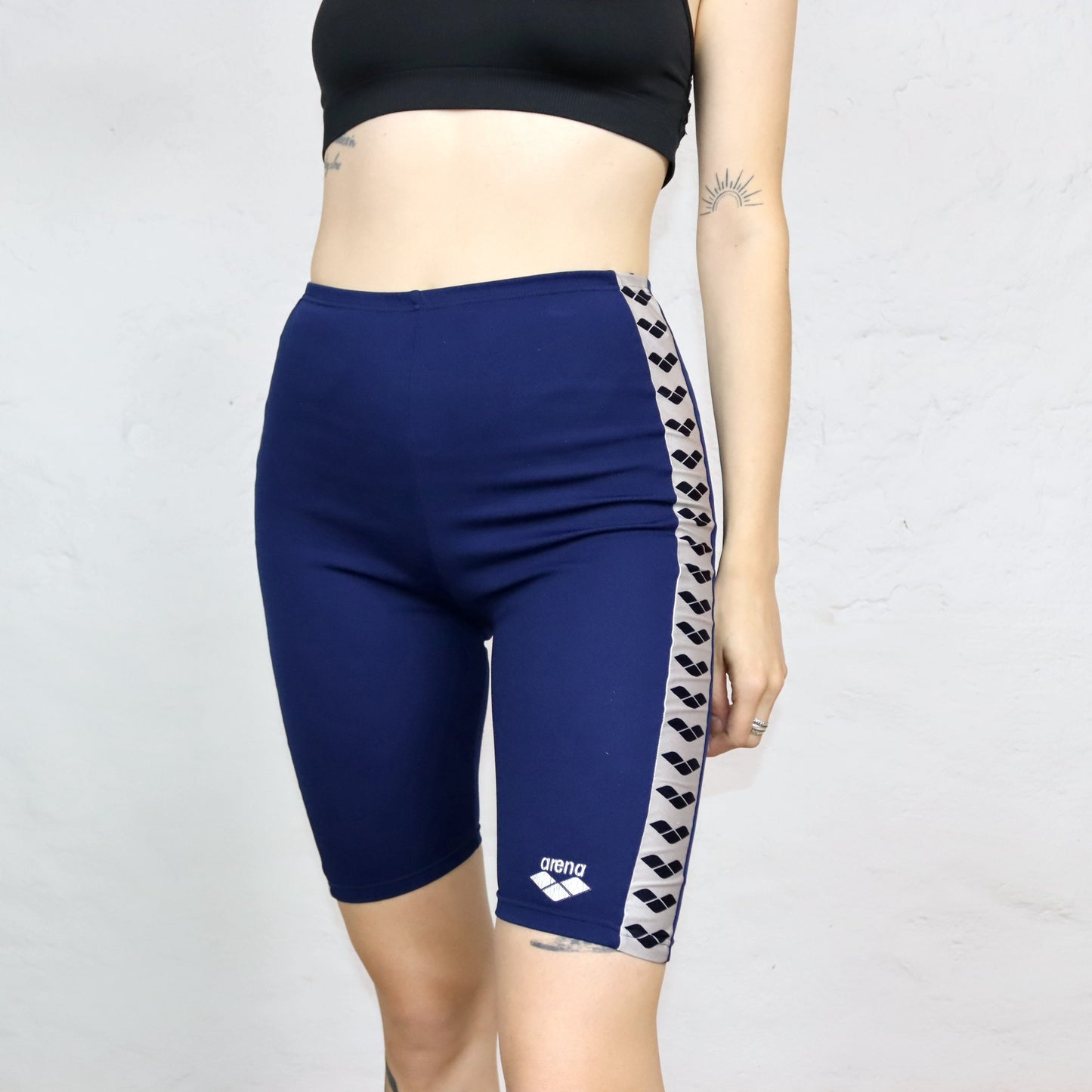 Vintage 80s 90s ARENA cycling shorts cycling pants leggings blue silver S/M