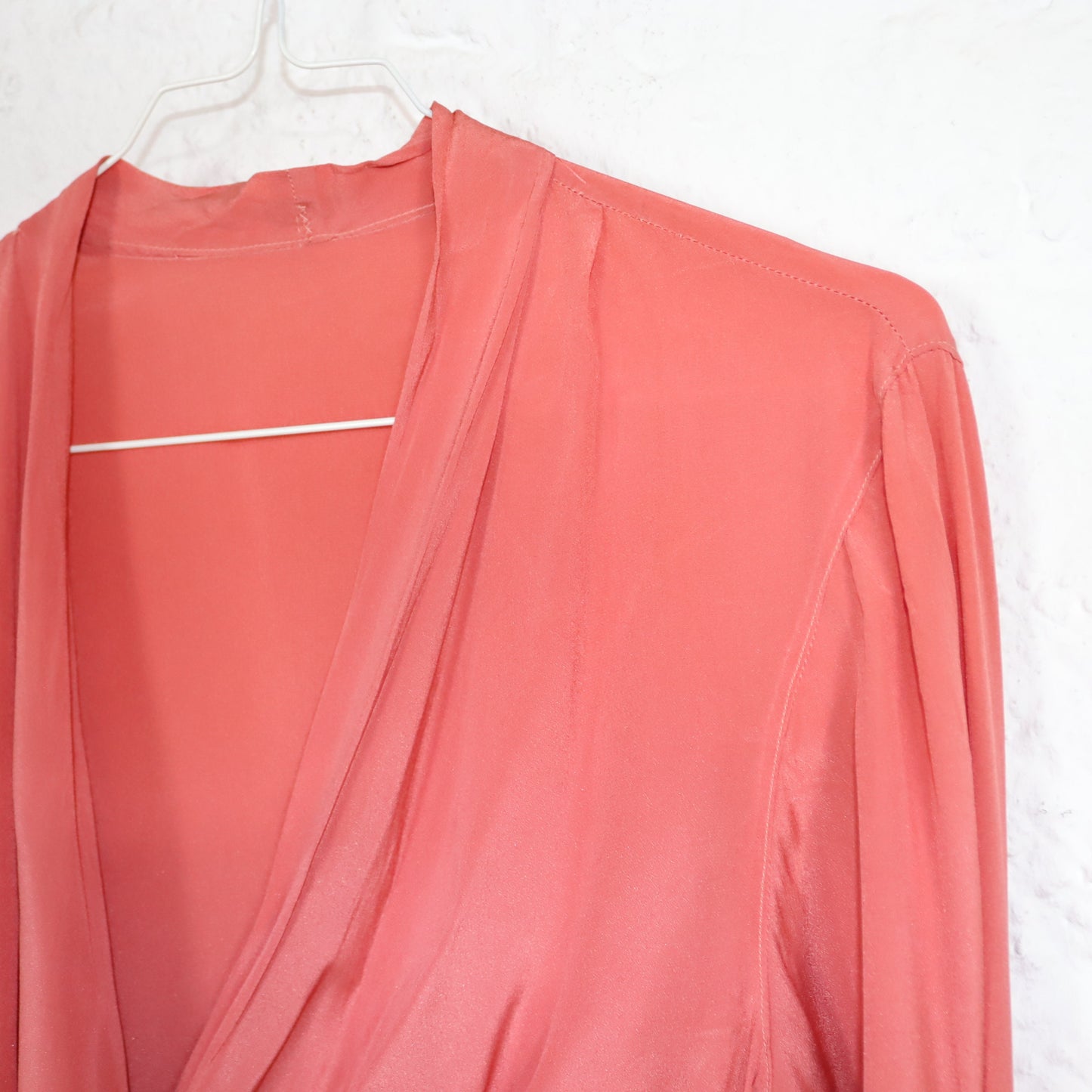 Vintage 80er 90er Seidenbluse Wickelbluse Aprikose langarm M