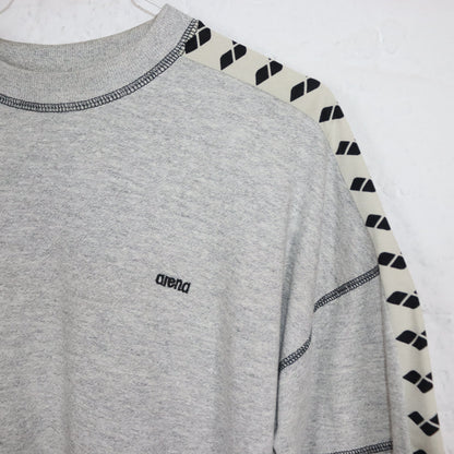 Vintage 80s 90s ARENA T-Shirt short sleeve grey mottled crop M