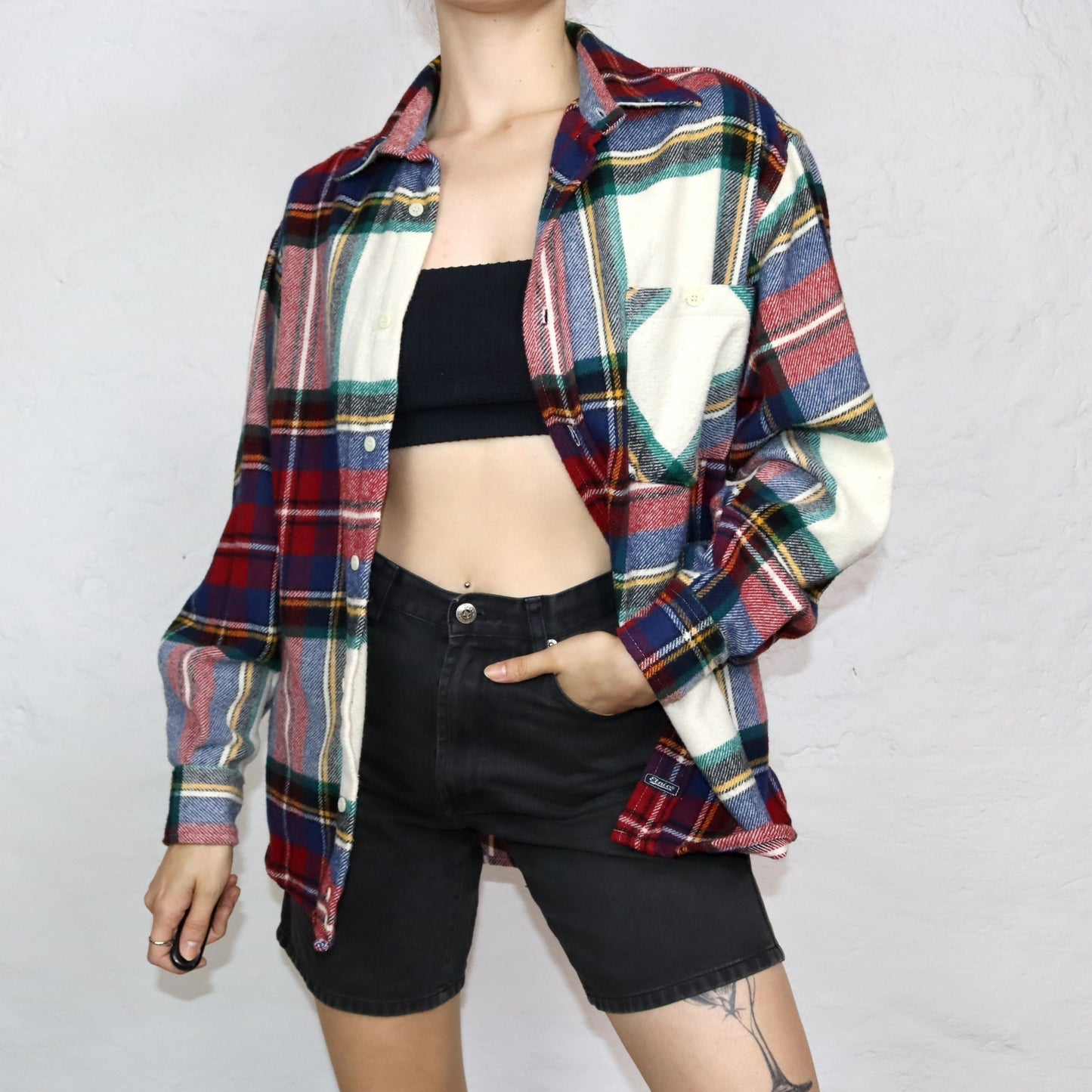 Vintage 80s 90s ETNIC flannel shirt long sleeve checked M