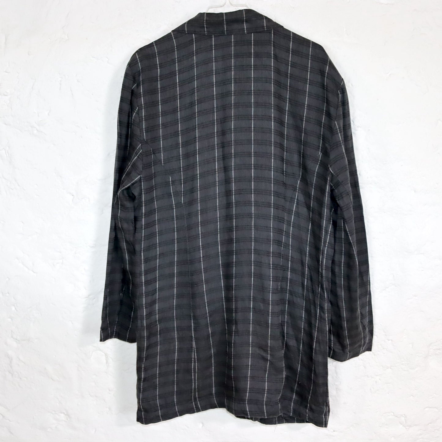 Vintage 80s 90s ALBATEAM blazer dress blazer checked grey double button row linen M/L