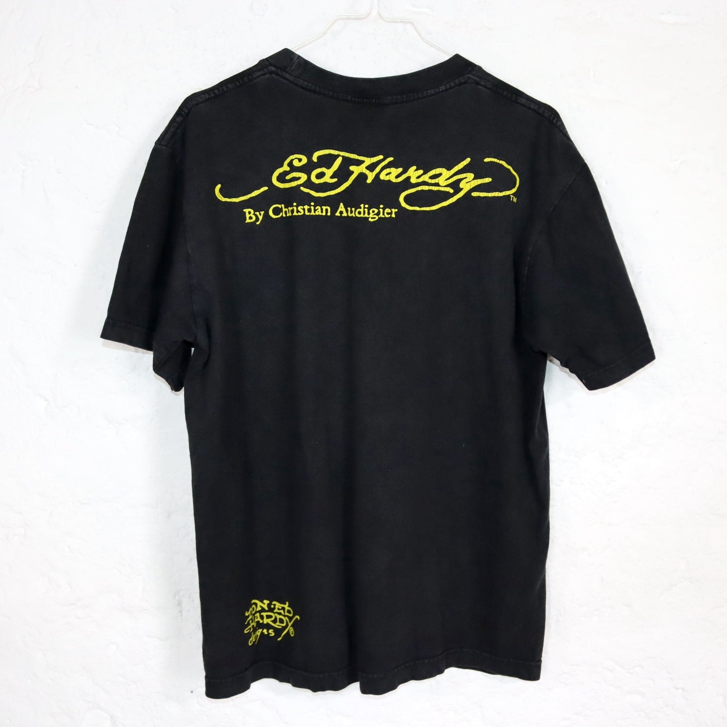 Vintage 80s 90s ED Hardy T-Shirt short sleeve print black colorful M