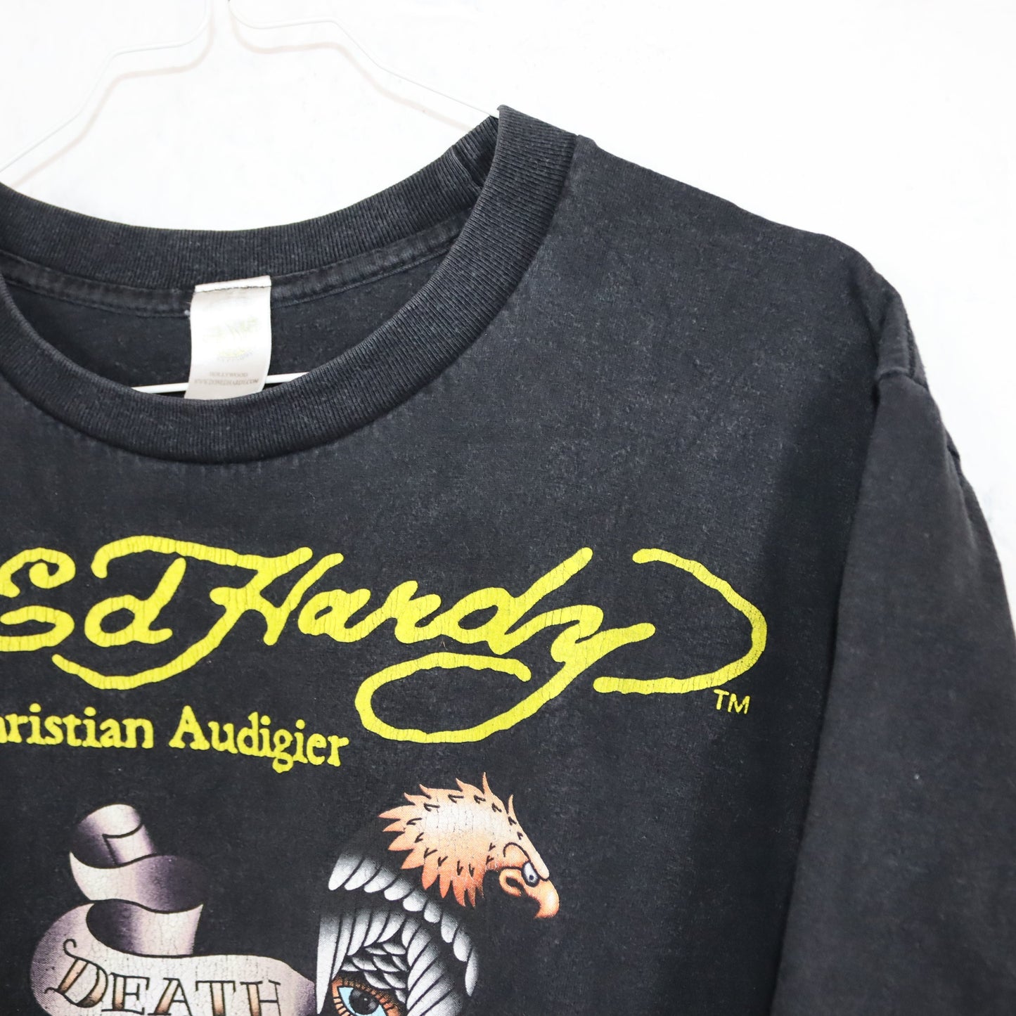 Vintage 80s 90s ED Hardy T-Shirt short sleeve print black colorful M